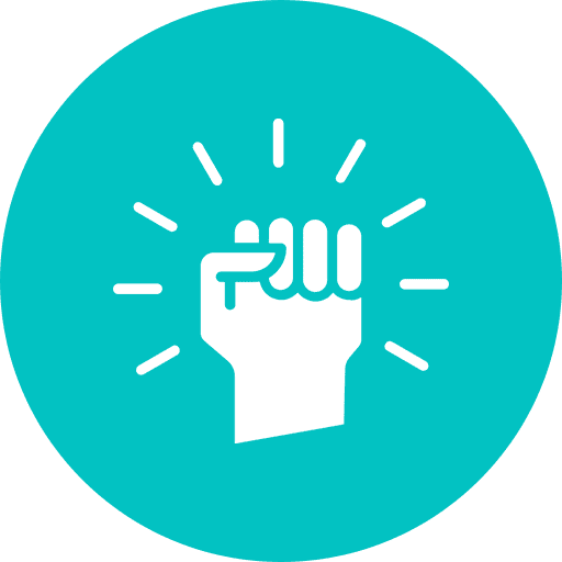 Empowerment A hand with a fist raised in the air.