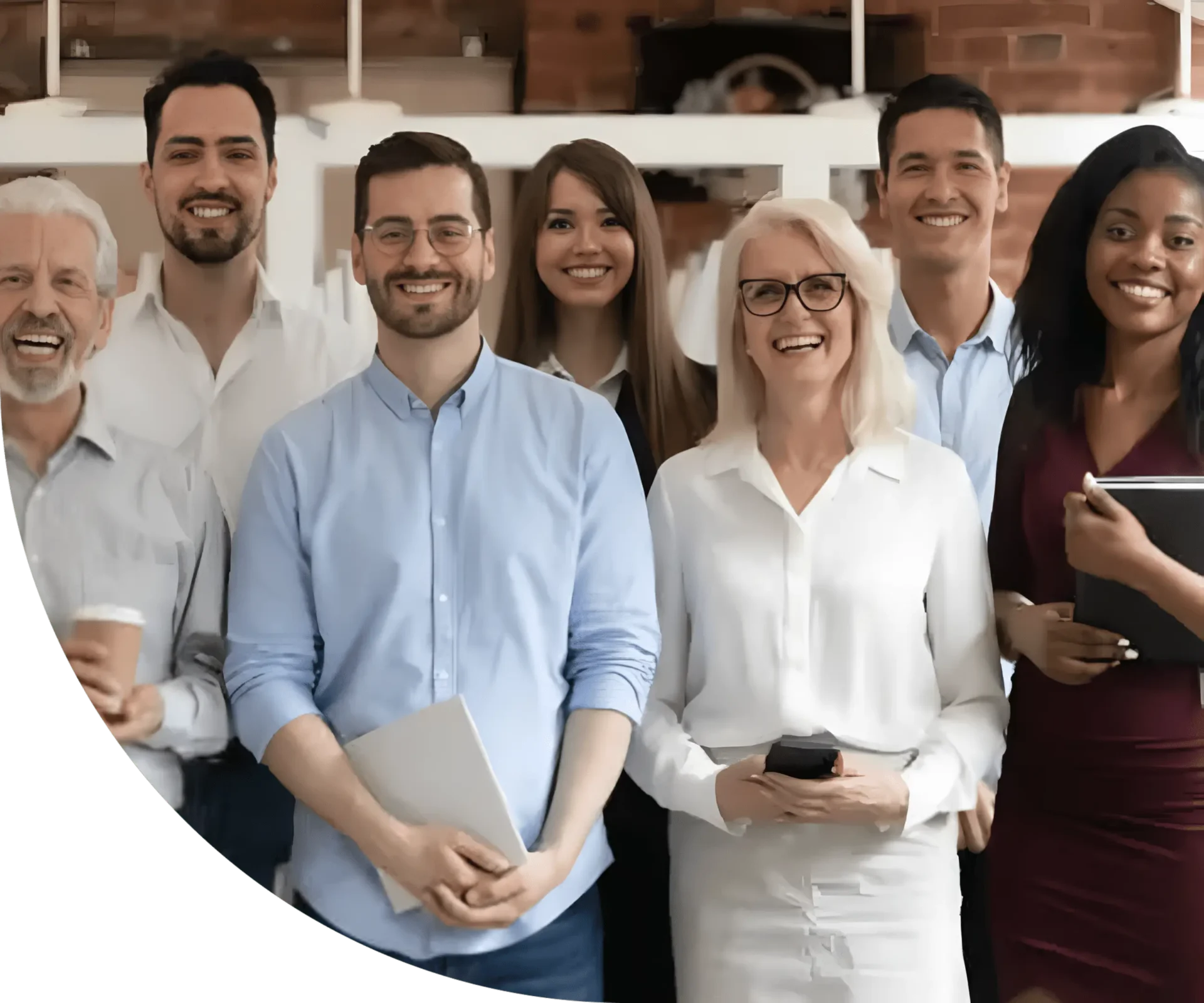 A group of people standing in front of each other.